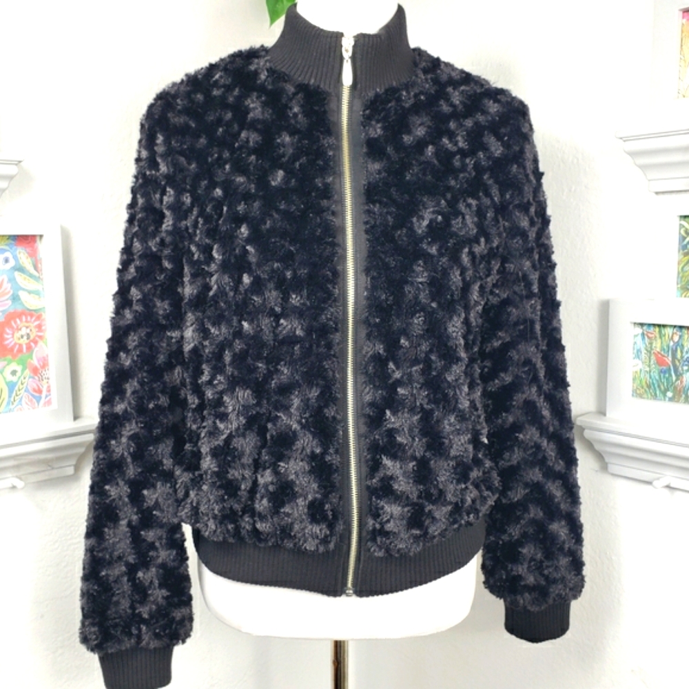 Peter Nygard Black Sheared Faux Fur Bomber - Zip Bougie Vintage Nostalgic Luxe 8